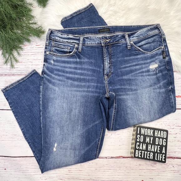 👖|•SILVER JEANS•| Boyfriend Stretch Jeans Size 20 / L29👖 - Picture 2 of 8